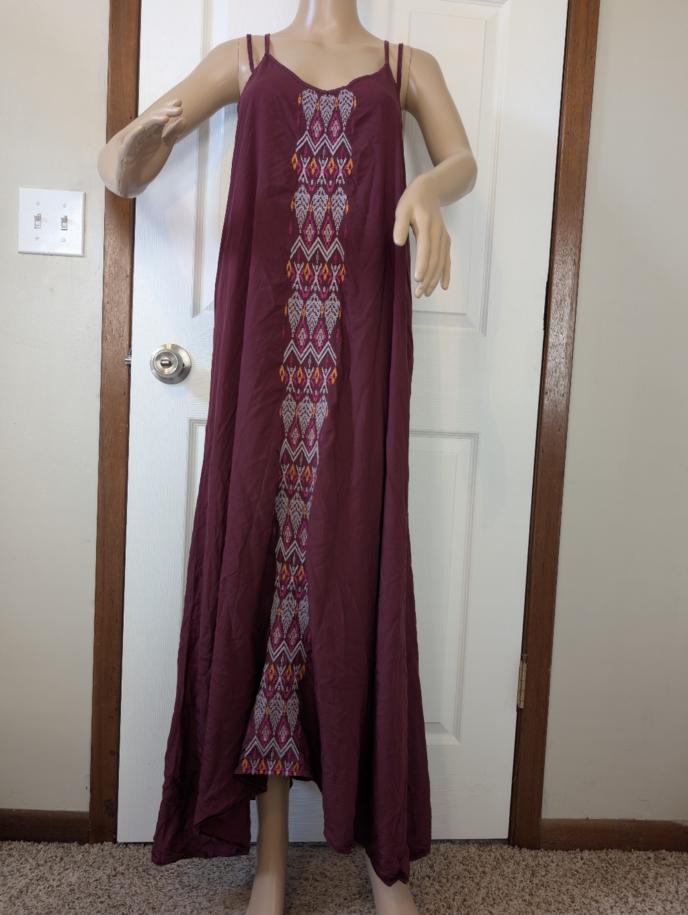 prAna Autumn Lenzing Modal Woven Tank Maxi Cover Dress in Black Cherry-Large